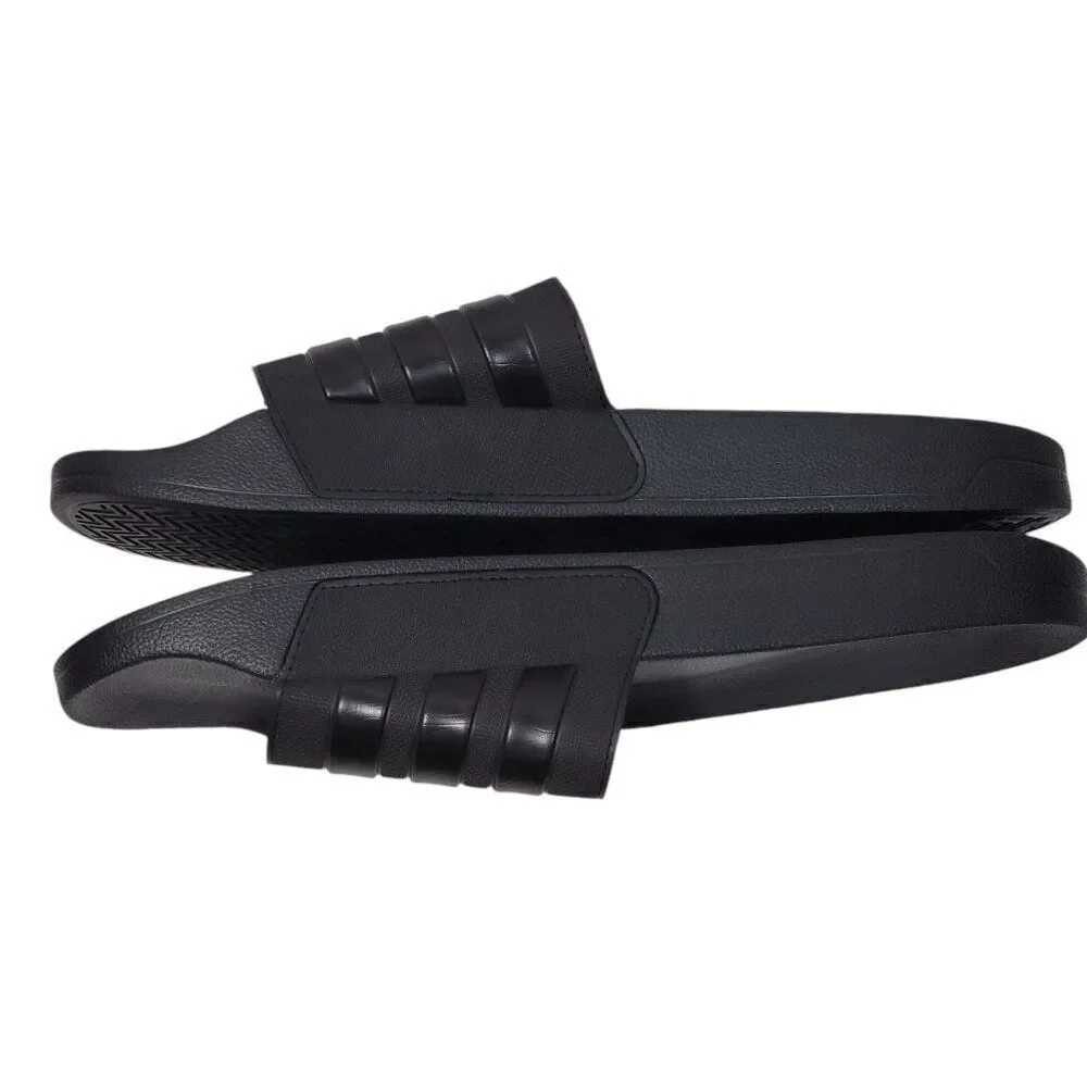 Adidas Adilette Slides Mens Size 18 Black 3 Stripe Shoes Sandals Beach Water NEW